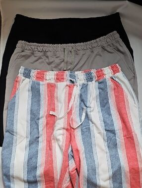 TRIO DEAL   Gray, Black,Striped Red & Blue Drawstring Lounge Shorts for Women